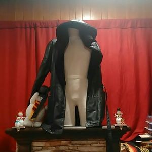 Wilsons black leather hooded jacket